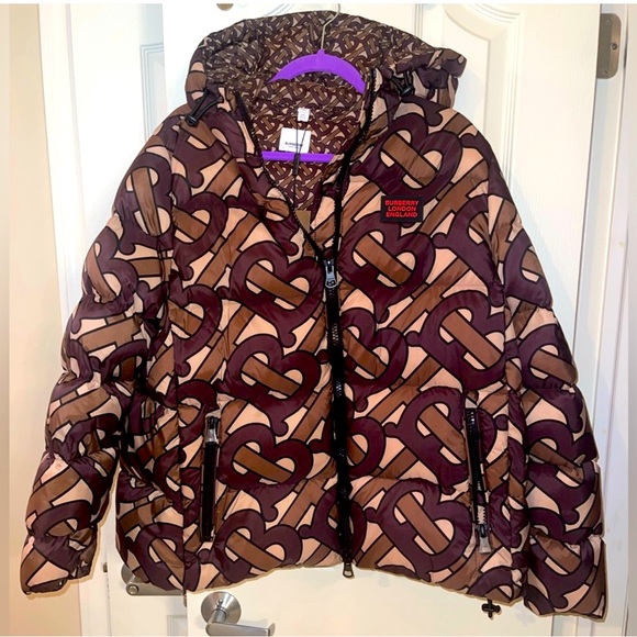 Burberry Monogram Print Hooded Puffer Coat - Picture 1 of 4